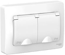 Розетка с заземлением Systeme Electric Blanca 1-м. 2-мод. крышка шторки IP44 белый картинка